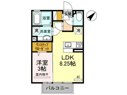 レジデンス フィーユ B棟(1LDK/2階)の間取り写真