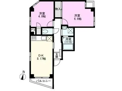 レジデンス華(2DK/3階)の間取り写真