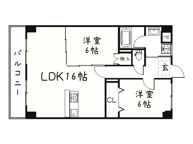 コンフォートスクエアー安部山(2LDK/3階)の間取り写真