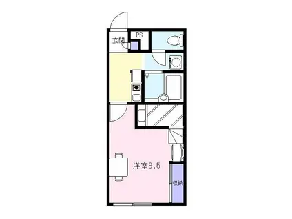 カーサ・ヴィオラII(1K/1階)の間取り写真