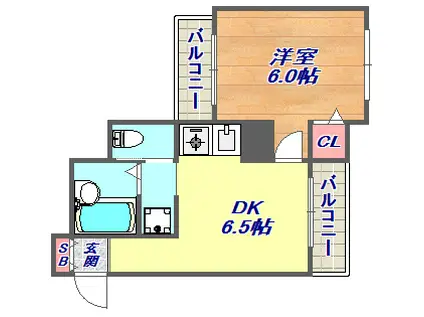 グランパラッツォ(1DK/2階)の間取り写真