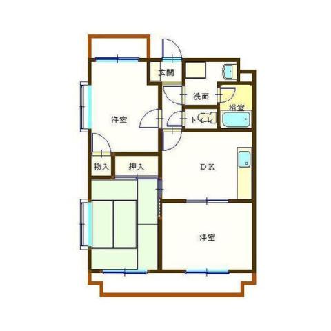 パークありのみ2(3DK/1階)の間取り写真