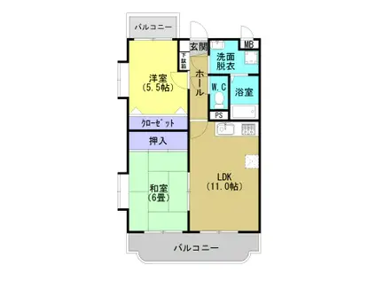 グレイスラパン健士郎(2LDK/3階)の間取り写真