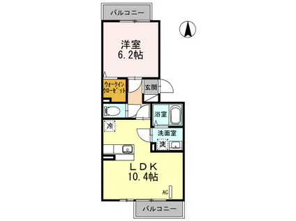 コンフィデンテI(1LDK/1階)の間取り写真