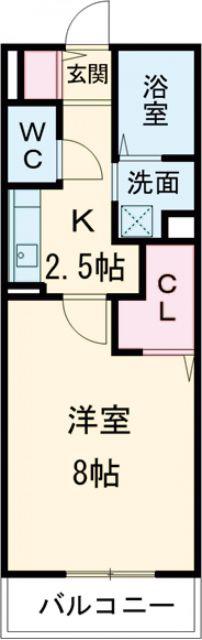 ガノスA・B・C(1K/2階)の間取り写真