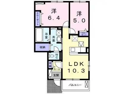 ラウレア(2LDK/1階)の間取り写真