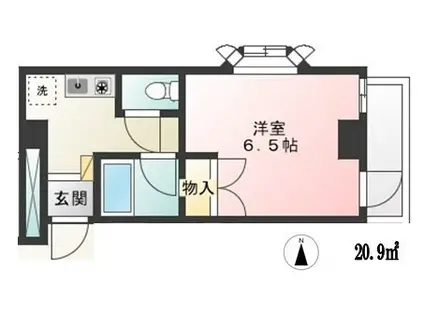 キャッスル町田(1K/3階)の間取り写真