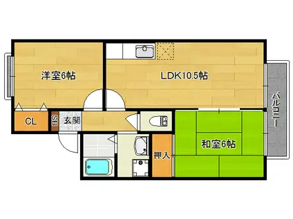 ヘロンズアーク(2LDK/1階)の間取り写真