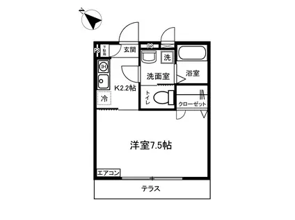 ティ・エスハイム参番館(1K/1階)の間取り写真