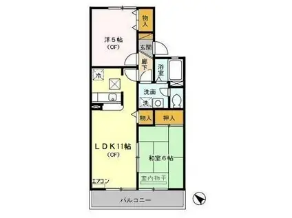 セジュール片町Ⅰ(2LDK/1階)の間取り写真