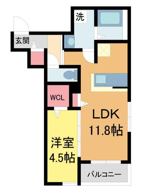 オリビア苦楽園(1LDK/2階)の間取り写真