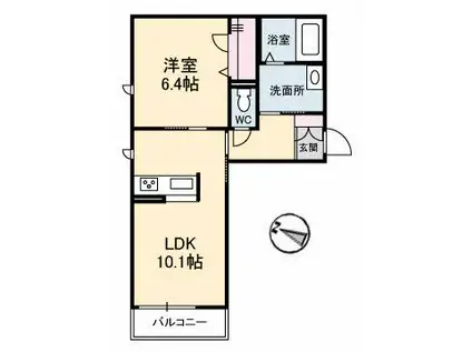 DESPERADOII(1LDK/1階)の間取り写真