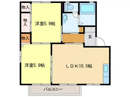 シャン・ド・フルール(2LDK/2階)の間取り写真