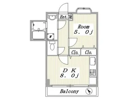 パレ・ド・リーヴ花見橋(1DK/1階)の間取り写真