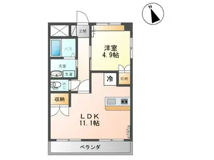 グランディール泰清(1LDK/2階)の間取り写真