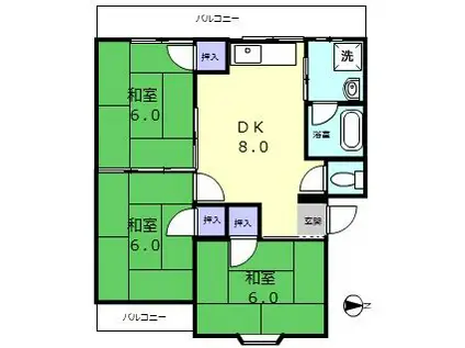 メゾン飯寺(3DK/3階)の間取り写真