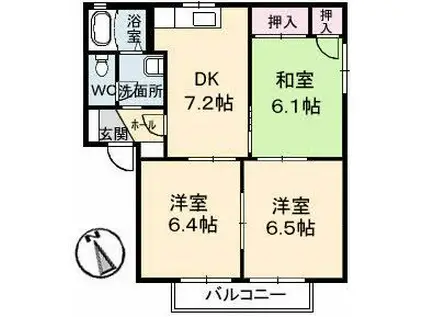 メゾン・ド・エスポワール A棟(3DK/2階)の間取り写真