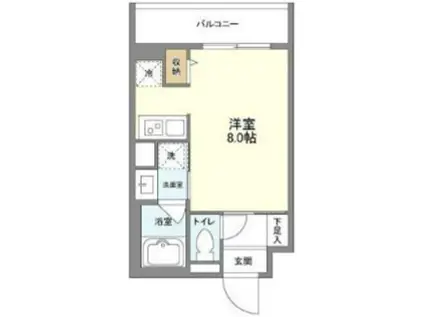 パルムクレスト武蔵小山 サウス棟(ワンルーム/1階)の間取り写真