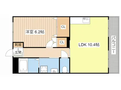 フローラルコート(1LDK/2階)の間取り写真