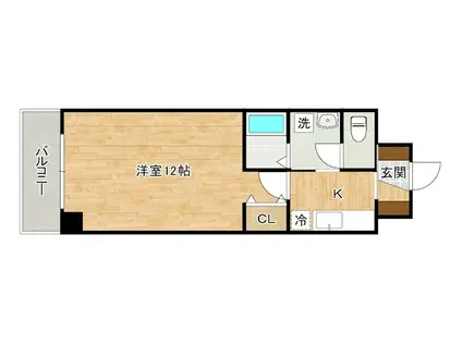 ウエストSIDE(1K/8階)の間取り写真