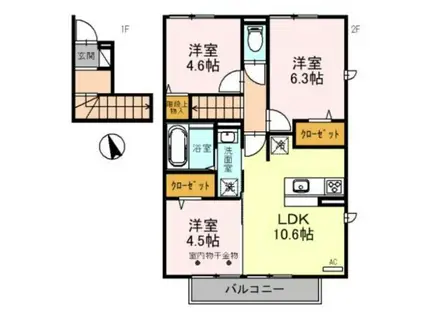 T-ROOM(3LDK/2階)の間取り写真