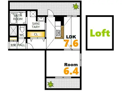 LDOLCE(1DK/7階)の間取り写真