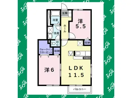 コリーヌSSII(2LDK/1階)の間取り写真