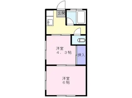 カトレアハイツ(2K/1階)の間取り写真