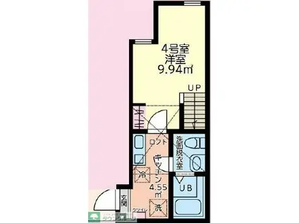 ブリックス本厚木(1K/1階)の間取り写真