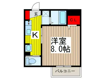 カシュカシュ(1K/3階)の間取り写真