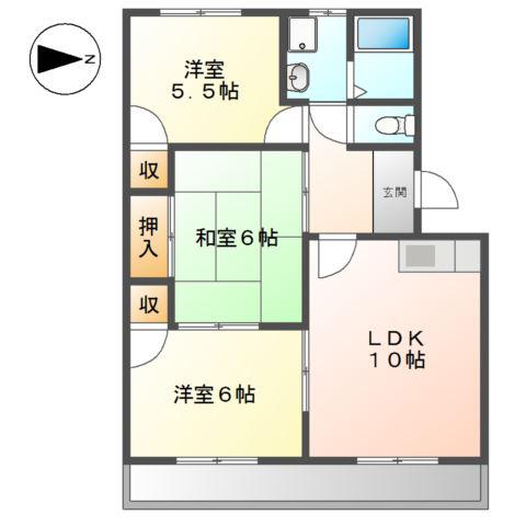 サングリーン西添(3LDK/3階)の間取り写真