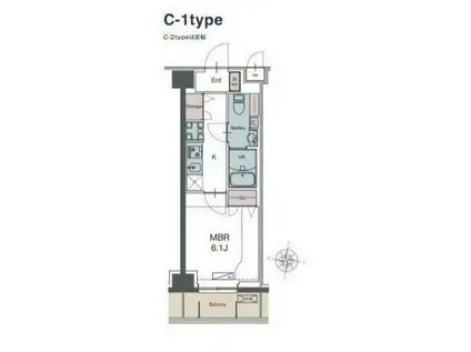 LUXENA勝田台(1K/5階)の間取り写真