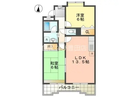 愛知環状鉄道 三河豊田駅 徒歩10分 4階建 築32年(2LDK/2階)の間取り写真