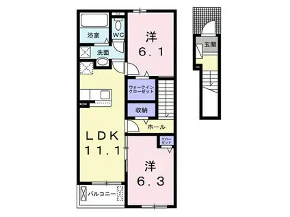 シャライム(2LDK/2階)の間取り写真