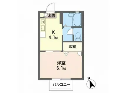 オークタウン書写(1K/2階)の間取り写真