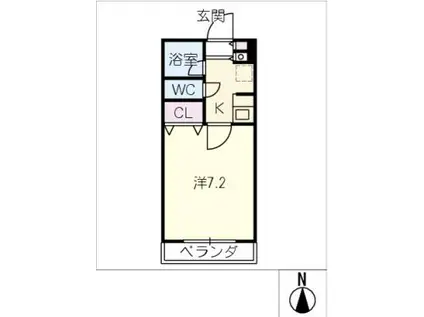 ジュネス福田B棟(1K/3階)の間取り写真