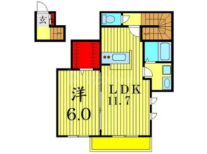 プロウノン高砂(1LDK/2階)の間取り写真