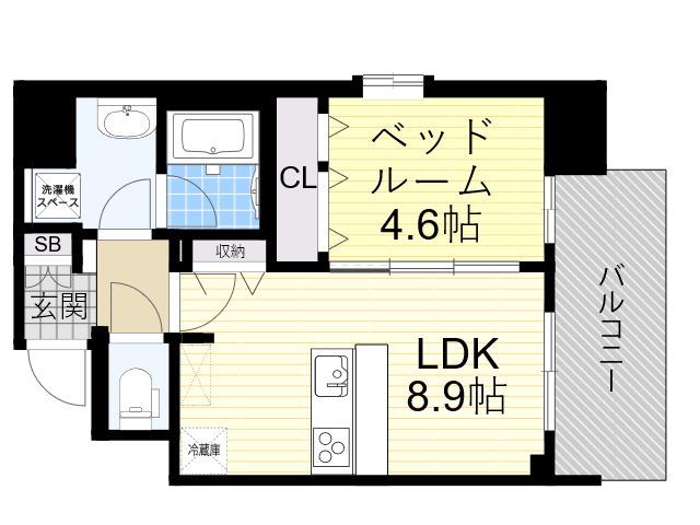 ルフォンプログレ南森町(1LDK/5階)の間取り写真