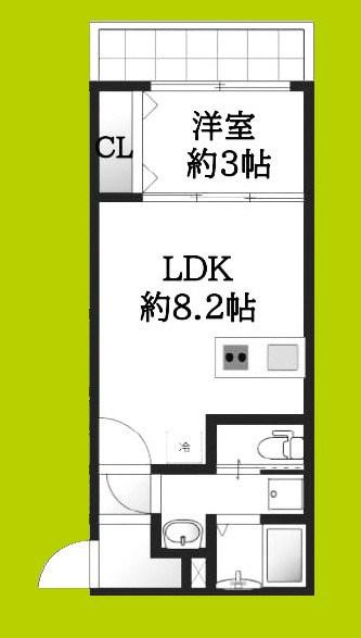 ステリア森之宮(1LDK/2階)の間取り写真