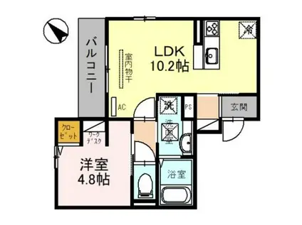 ブラン・キューブ(1LDK/1階)の間取り写真