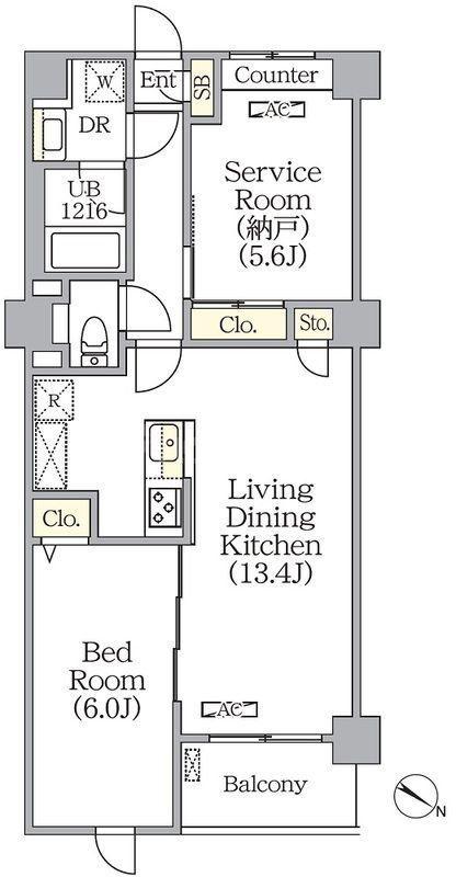 プライムガーデン赤塚(1SLDK/2階)の間取り写真