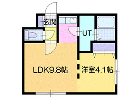 ノースバレー(1LDK/3階)の間取り写真