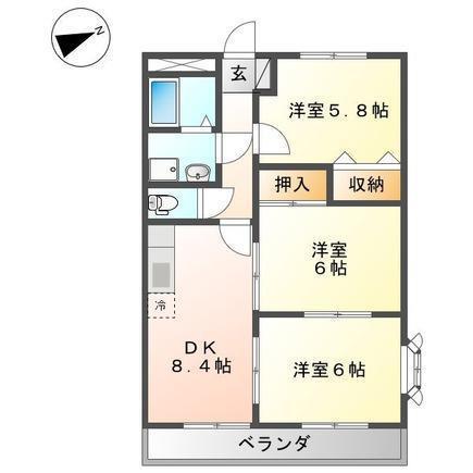 サンフォレスト曙(3DK/1階)の間取り写真