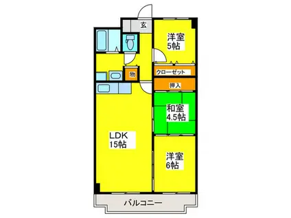 サンライズガーデン三国ヶ丘(3LDK/9階)の間取り写真