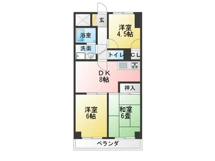 グリーンヒルズS(3DK/5階)の間取り写真