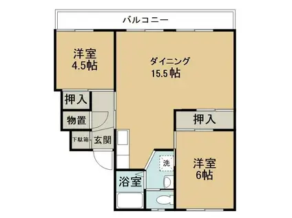 グランメール向陽02(2DK/1階)の間取り写真