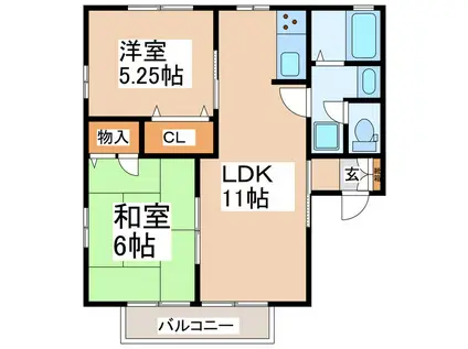 宝レジデンス(2LDK/1階)の間取り写真