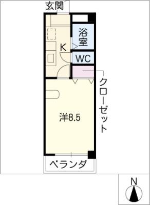 ルピナスUMESATO(1K/3階)の間取り写真