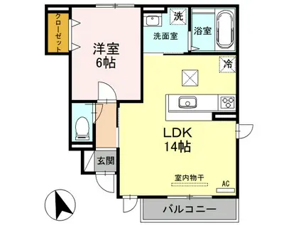BIO HOUSE II(1LDK/1階)の間取り写真