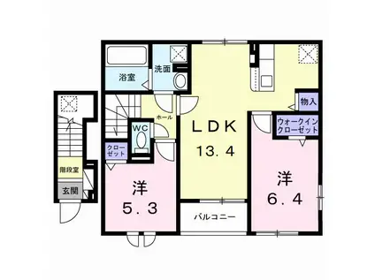 カーサ セレーノ(2LDK/2階)の間取り写真